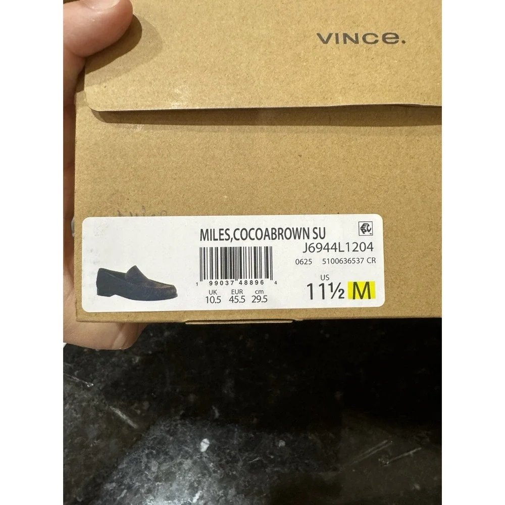 Vince Men Miles Suede Moccasin-style Loafer‎ Slip on Shoes Cocoa Brown Size 11.5